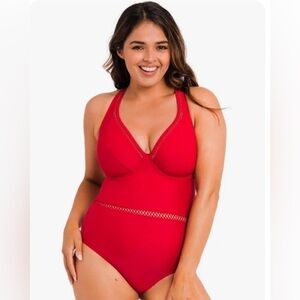 Curvy Kate Plunge Underwire Swimsuit Red 42D